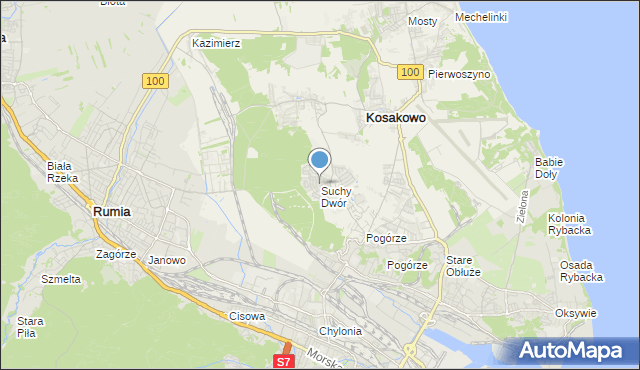 mapa Suchy Dwór, Suchy Dwór gmina Kosakowo na mapie Targeo